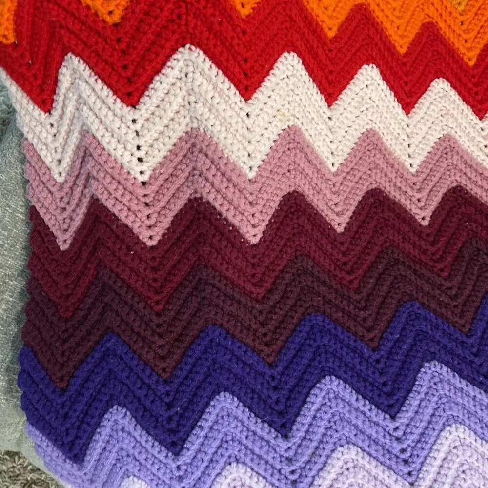 Crocheted Blanket Handmade Throw Blanket Multicolor Lap Blanket 56 x 38
